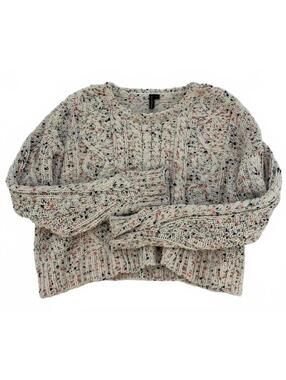 Vintage moon&madison Sweater Large Cream Multicolor Cable Knit Cozy